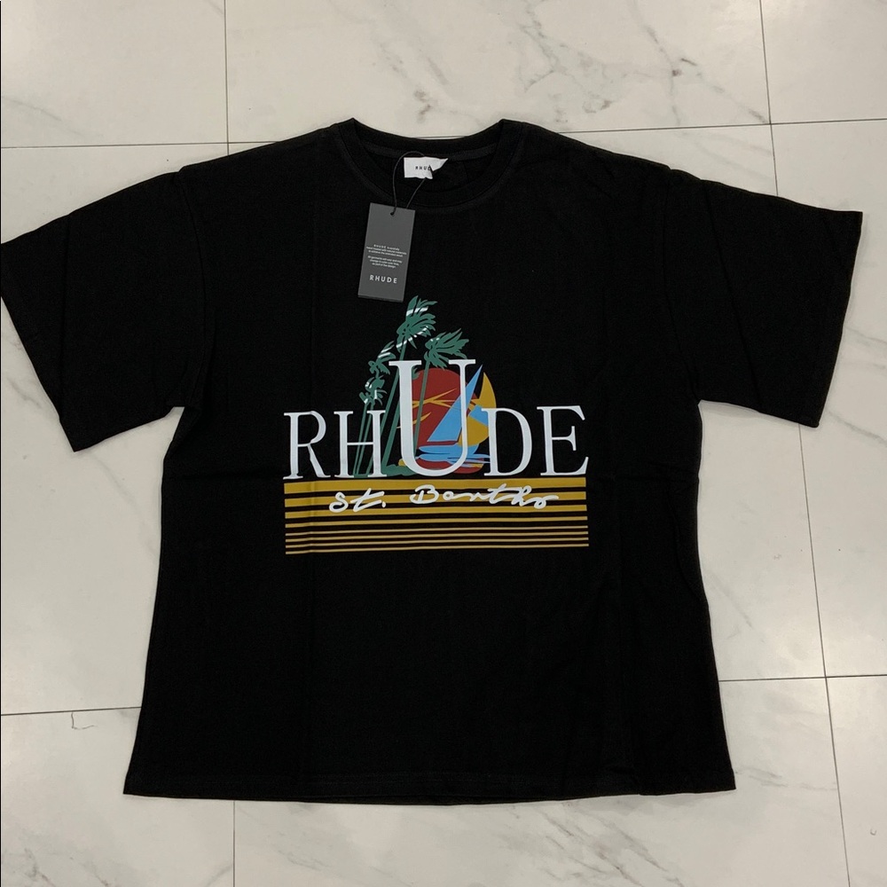 Rhude St. Barths Graphic Black T-Shirt Men’s size Large